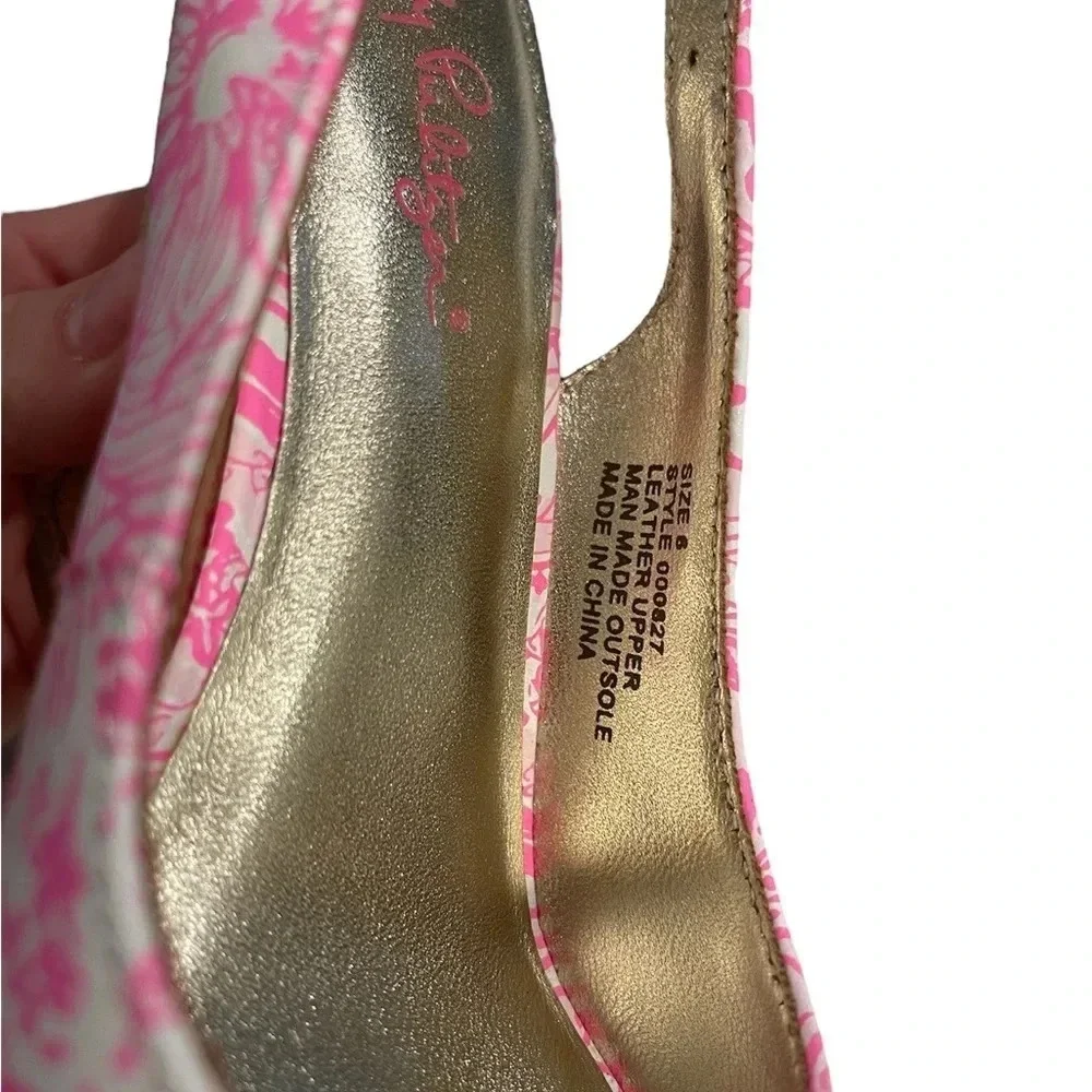 🎀 Lilly Pulitzer Krisie Pink Leather Cork Wedges 💕 Size 6 Barbiecore‎ 🎀